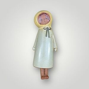 1970s Studio Pottery Girl Figurine Scandinavian Simple Detached Jute Hanger